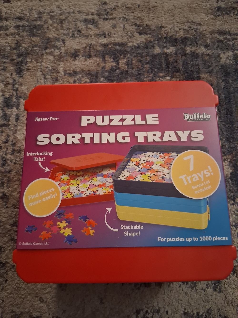 Buffalo Puzzle Sorting Trays - Red Stackable Organizer